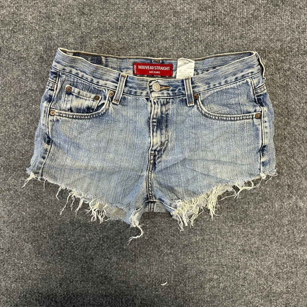 Levi's Shorts Womens 28 Blue Nouveau Straight 505 Low Rise Denim Cut Off Frayed